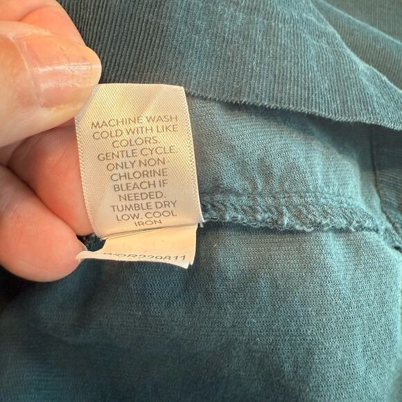 J. Jill Corduroy Shirt Dress Sz LG Forest Green Button Up Roll Tab Pockets Teach - Picture 7 of 12